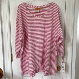 Ruby Rd. Plus Size 2X  3/4 Sleeve Striped Top